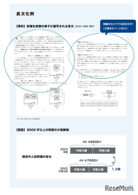 中学入試、長文化の例