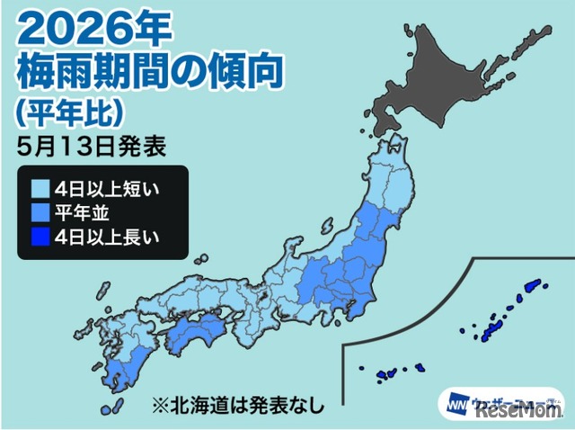 2026年梅雨期間の傾向