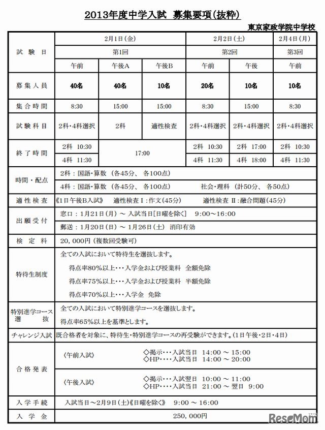 東京家政学院中学校