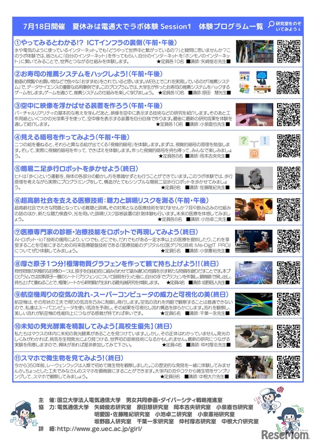 夏休みは電通大でラボ体験 Session1