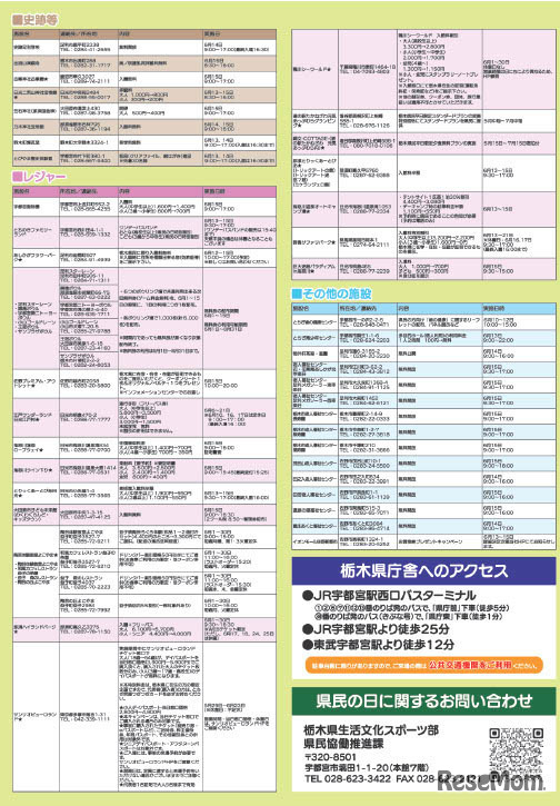 栃木県民の日記念イベントパンフレット