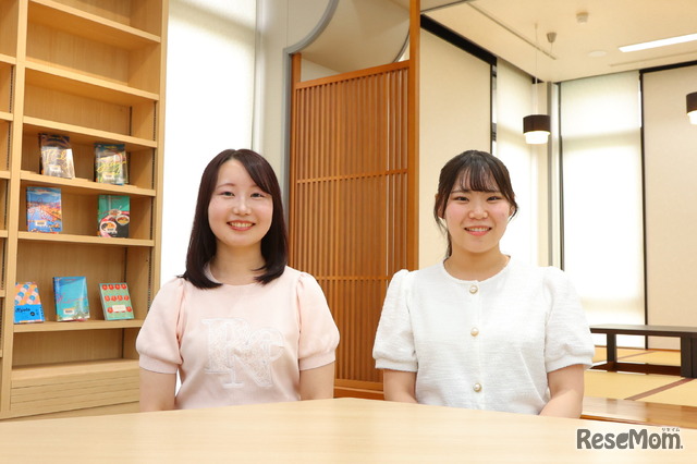左から、ななさん（明海大学 ホスピタリティ・ツーリズム学部 観光専攻 4年生）とみくさん（明海大学 ホスピタリティ・ツーリズム学部 観光専攻 3年生）