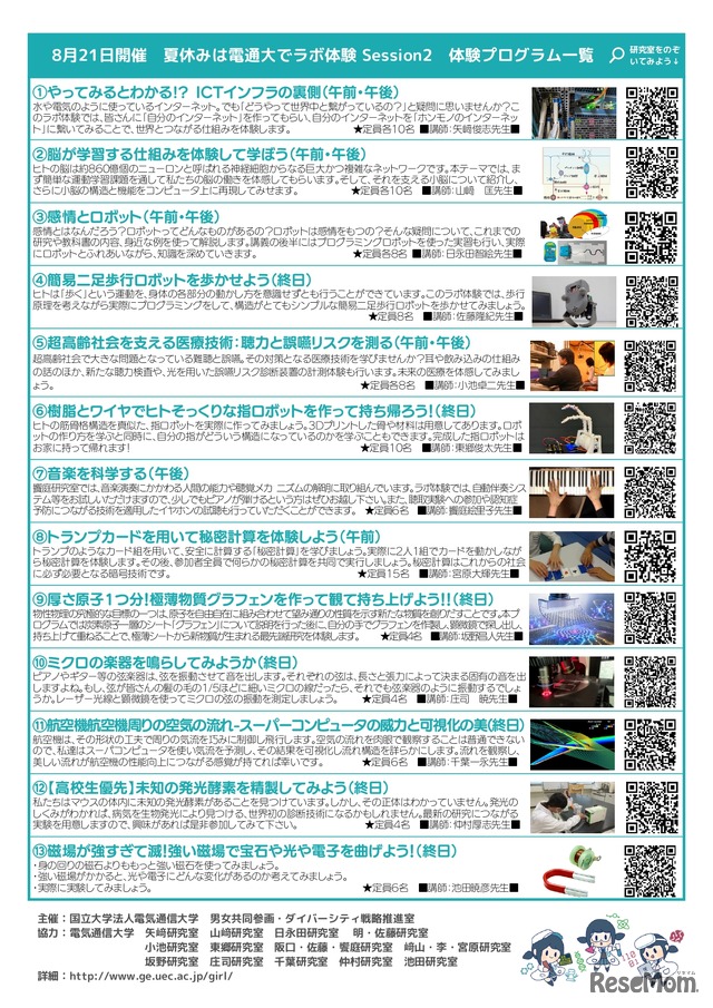 夏休みは電通大でラボ体験 Session2