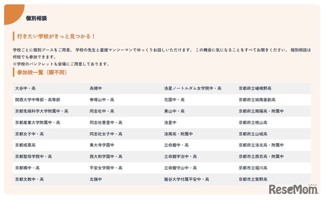 個別相談参加校