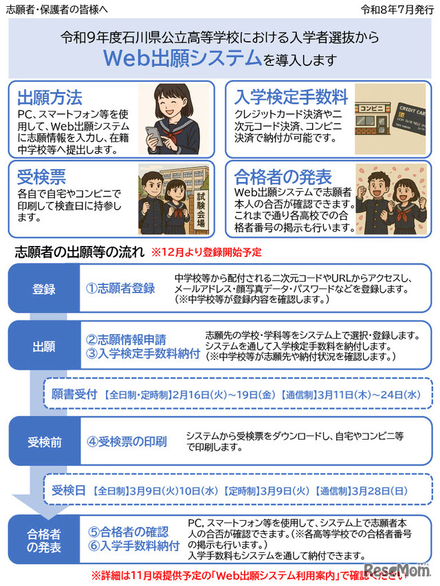 令和9年度石川県公立高等学校における入学者選抜からWeb出願システムを導入します