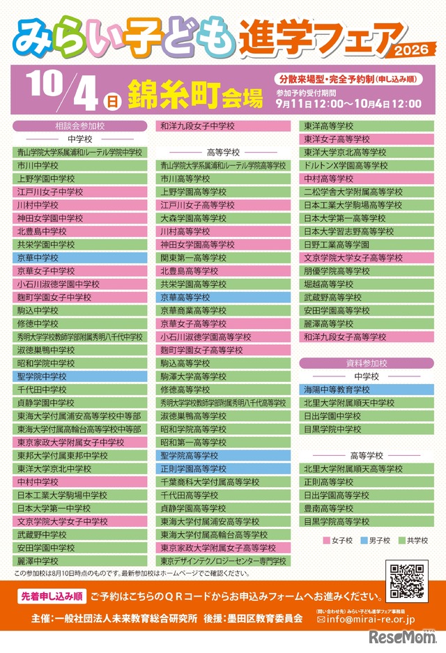 参加予定校一覧