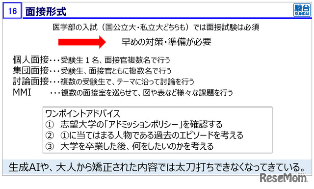 医学部医学科の面接形式