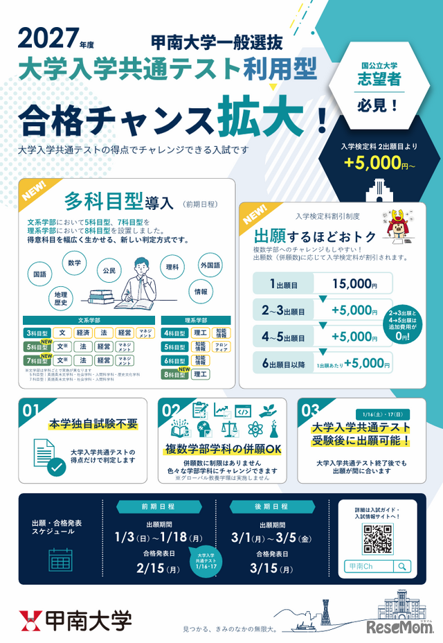 2027年度甲南大学一般選抜、大学入学共通テスト利用型に多科目型を導入