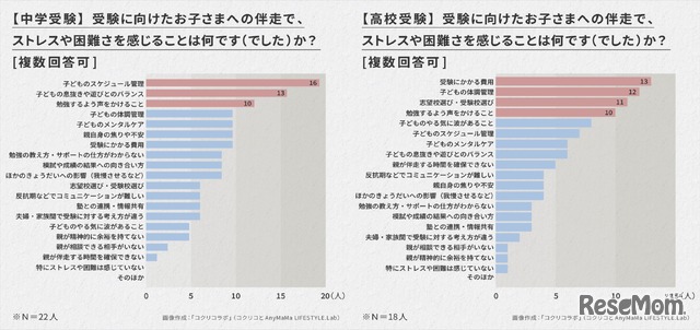 中学受験は「スケジュール管理」、高校受験は「費用」の負担が最多