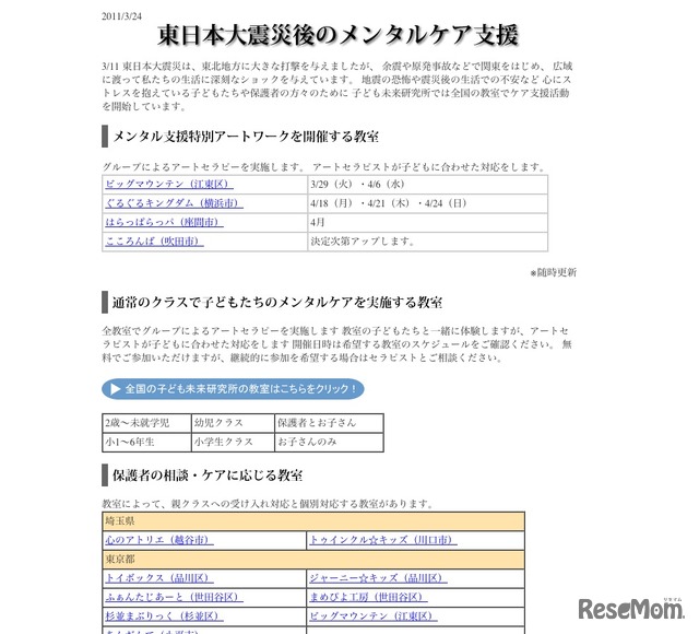 東日本大震災後のメンタルケア支援