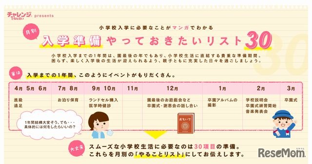 「マンガでわかる入学準備やっておきたいリスト30」のサイト