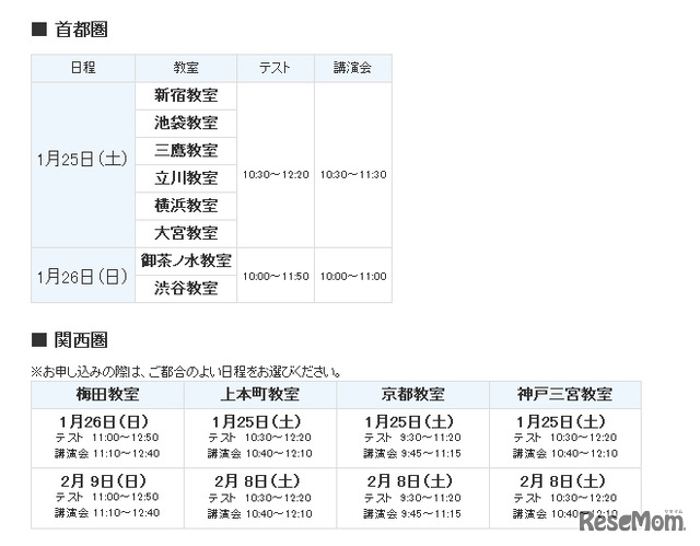 小6公開実力テスト・日程