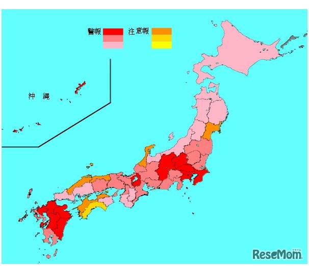 インフルエンザ流行レベルマップ