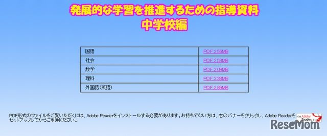 発展的な学習を推進するための指導資料