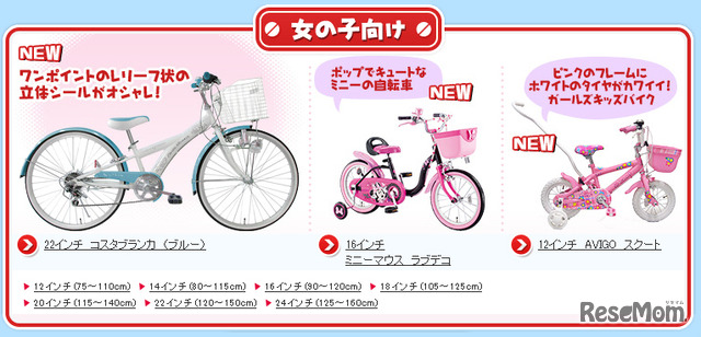 トイザらスが販売する女の子用自転車