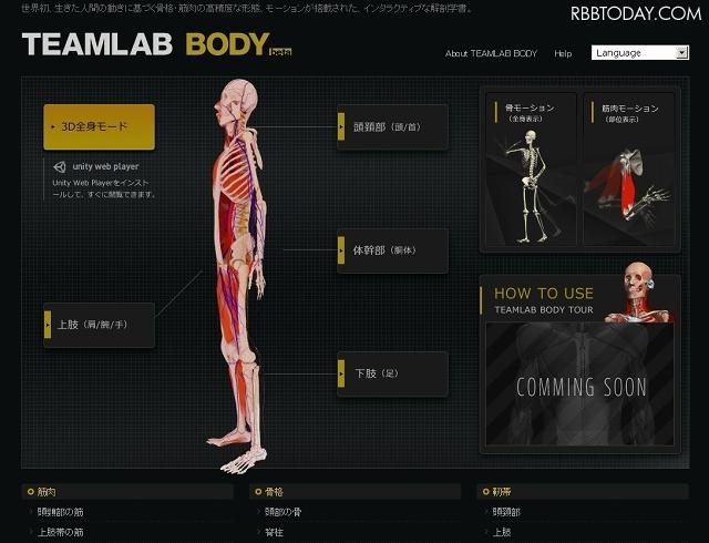 「チームラボボディ－TEAMLAB BODY」サイト（画像） 「チームラボボディ－TEAMLAB BODY」サイト（画像）