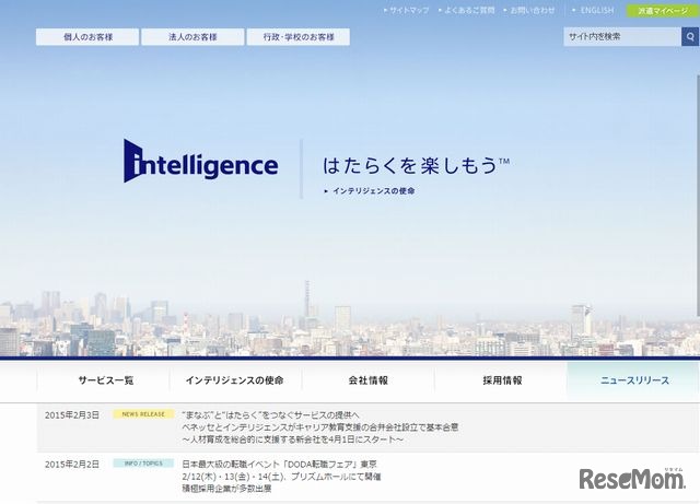 インテリジェンスのホームページ