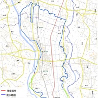 茨城県常総市の推定浸水範囲（精査中第2報、国土地理院サイトより）
