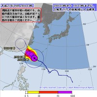 台風の暴風域に入る確率