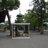 背景には国宝で京都のシンボルでもある五重塔が見える