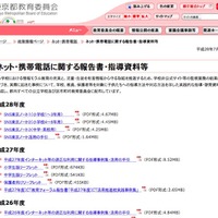 東京都教育委員会「ネット・携帯電話に関する報告書・指導資料等」