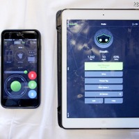 スマートフォン、タブレット端末とはBluetoothで通信する。専用アプリの利用イメージ