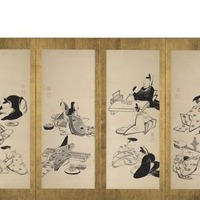 伊藤若冲　三十六歌仙図屏風（右隻）　寛政8年（1796）　岡田美術館蔵