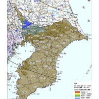 千葉県内の地表面へのセシウム134、137の沈着量の合計