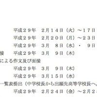 後期（一般）選抜のおもな日程