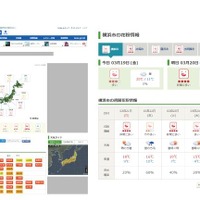 日本気象協会「花粉情報（PCサイト）」画面イメージ（左）、「花粉情報の市区町村詳細（PCサイト）」画面イメージ（右）