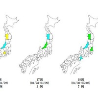 都道府県別ノロウイルス検出報告状況（2018年4月16日～5月13日）