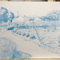 「円通寺遠望　清瀬市下宿」製作過程。
