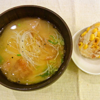 ◆4◆中華風春雨かちゅー湯＆かつおコーン焼きおにぎりセット