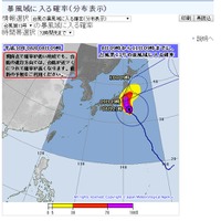 台風の暴風域に入る確率