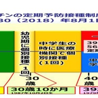 風しん含有ワクチンの定期予防接種制度と年齢の関係