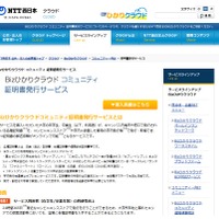 NTT西日本　Bizひかりクラウド コミュニティ 証明書発行サービス