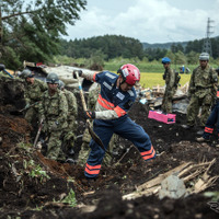 平成30年北海道胆振東部地震（9月7日撮影、北海道厚真町）　(c) Getty Images