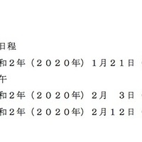 2020年度熊本県立高等学校入学者選抜　前期（特色）選抜の日程