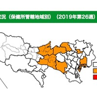 東京都における水痘の発生状況（保健所管轄地域別・2019年第26週）