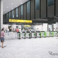 拡張される新駅舎の表参道改札。