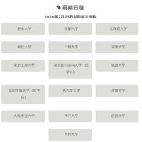 国公立大学の掲載予定（前期日程）