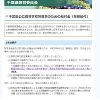 千葉県公立高等学校等奨学のための給付金（早期給付）