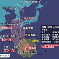 台風10号が奄美・九州に接近