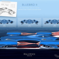 中国のCHEN YANG（13歳）の「BLUEBIRD 2」の原画とロールスロイスによるデザインレンダリング。テクノロジー部門の最優秀作品