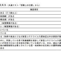 健康状態チェックリスト（共通テスト「受験上の注意」から） (c) Kawaijuku Educational Institution