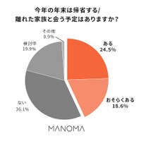 2020年の年末は帰省する／離れた家族と会う予定はあるか