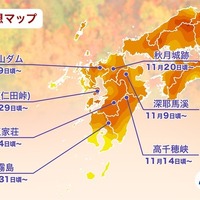 エリア別の紅葉見頃予想