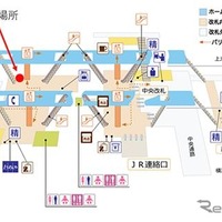 おしゃべり自販機の設置箇所。横浜駅北口改札内下りホーム行きエスカレータ横に置かれる。