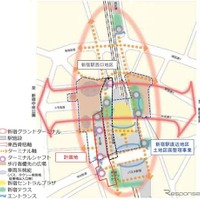 「新宿グランドターミナル」と称した一体的再開発の概要。