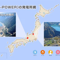 J-POWERの御母衣発電所（岐阜県）と奥只見発電所（新潟県）の位置